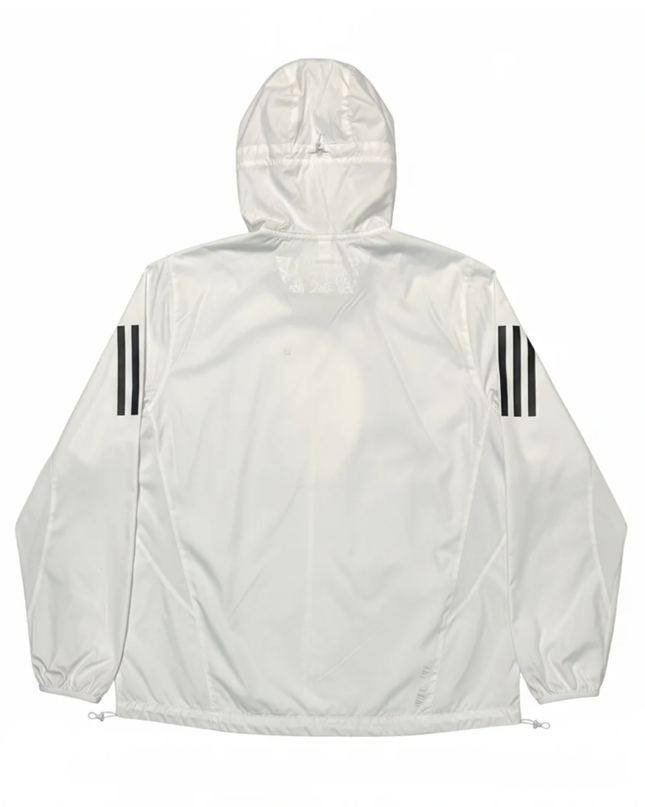 Adidas White Hooded Running Windbreaker Jacket