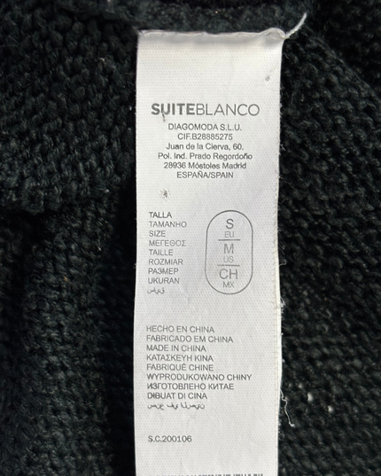 SUITEBLANCO Black Leopard Head Embroidered Knit Sweater