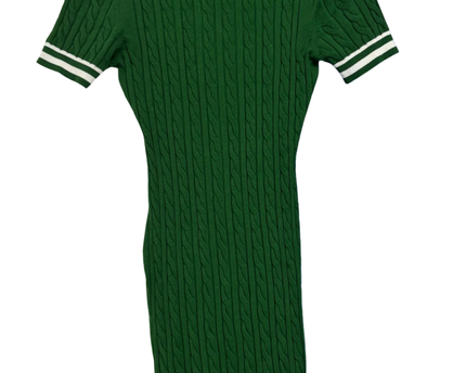 Don't Call Me Jennyfer Green Cable Knit Polo Dress