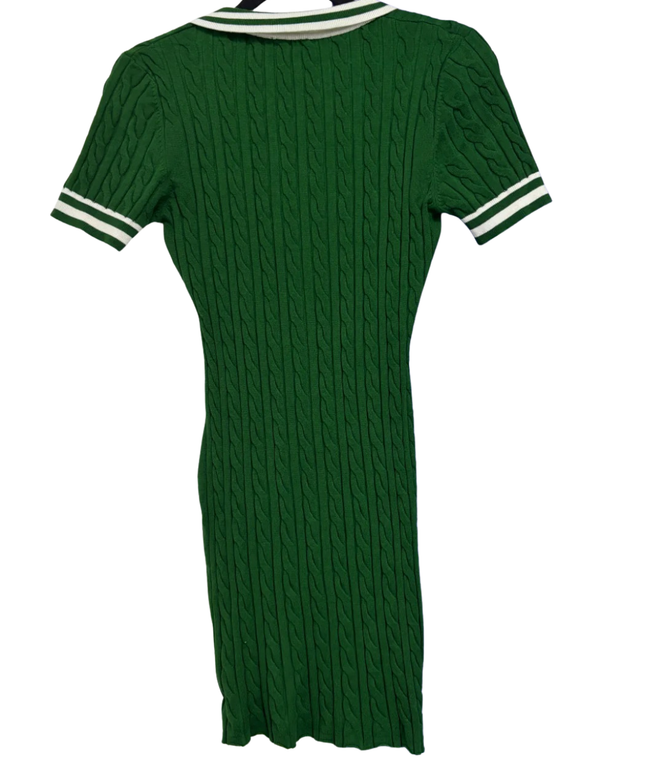 Don't Call Me Jennyfer Green Cable Knit Polo Dress