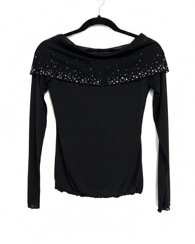 Guess by Marciano Black Embellished Off-the-Shoulder Top