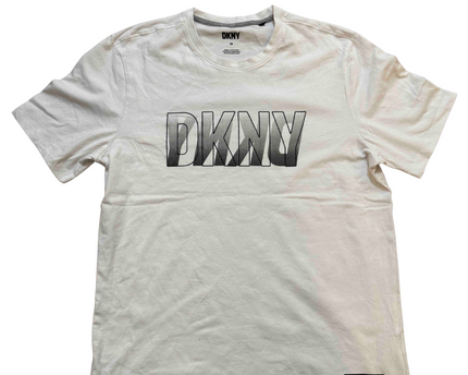DKNY Shadow Block Logo Cream Cotton T-Shirt - M
