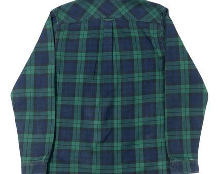 Lacoste Green/Navy Plaid Long-Sleeve Regular Fit Cotton Shirt