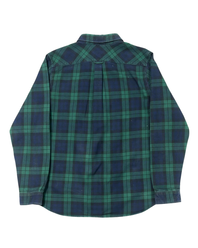 Lacoste Green/Navy Plaid Long-Sleeve Regular Fit Cotton Shirt