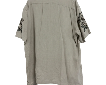 Abercrombie & Fitch Beige Floral Embroidered Linen Blend Shirt