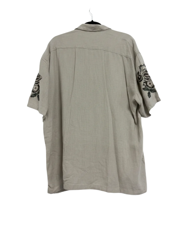 Abercrombie & Fitch Beige Floral Embroidered Linen Blend Shirt