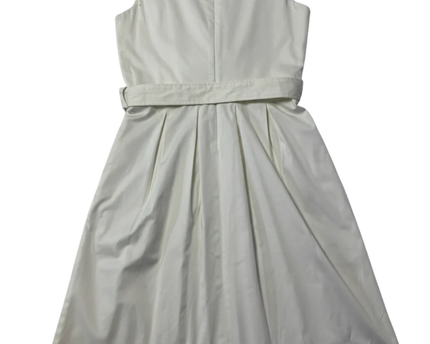 Nautica White Belted Pleated A-Line Dress
