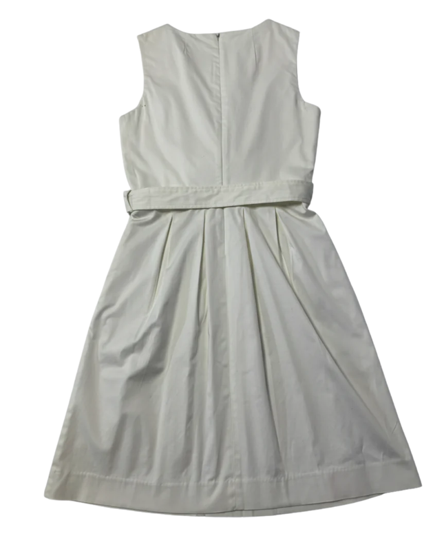 Nautica White Belted Pleated A-Line Dress