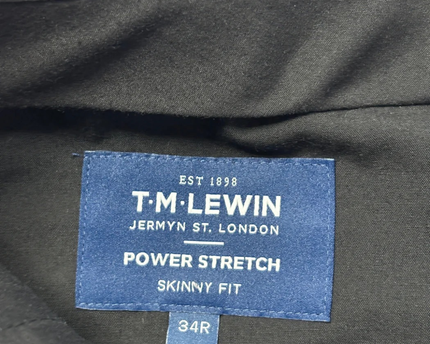 T.M. Lewin Gray Power Stretch Skinny Fit Wool Blend Blazer