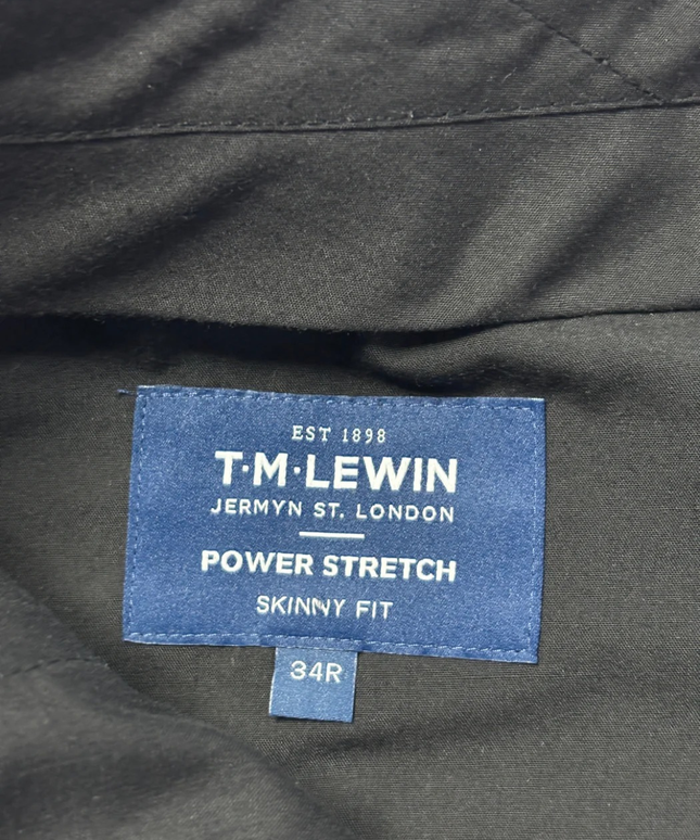 T.M. Lewin Gray Power Stretch Skinny Fit Wool Blend Blazer