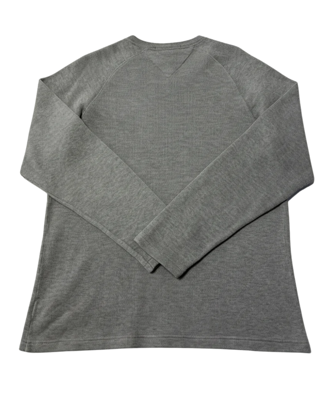 Tommy Hilfiger Grey V-Neck Ribbed Cotton Sweater