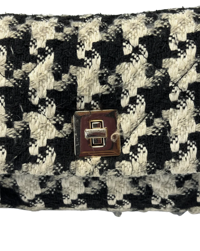 H&M Black and White Houndstooth Tweed Crossbody Bag