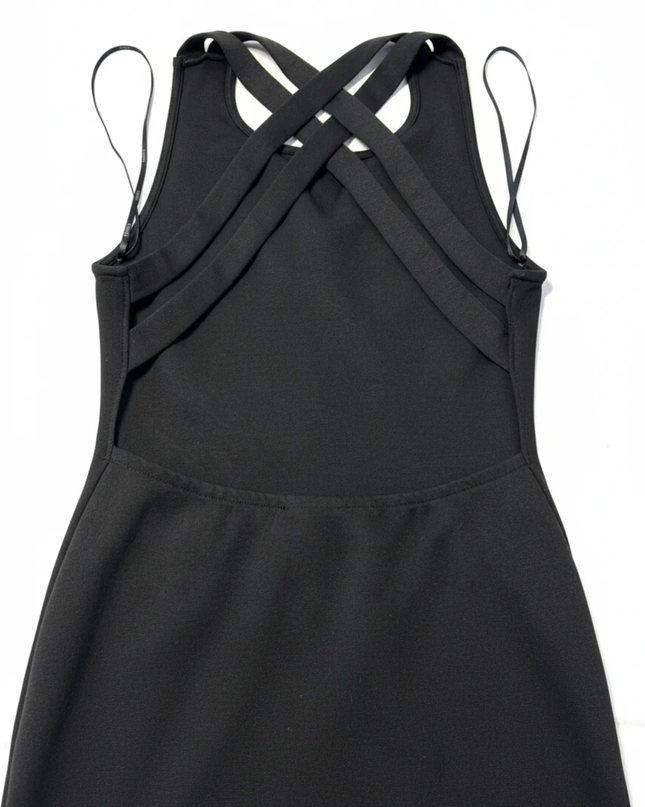Forever 21 Black Criss-Cross Open Back Bodycon Mini Dress