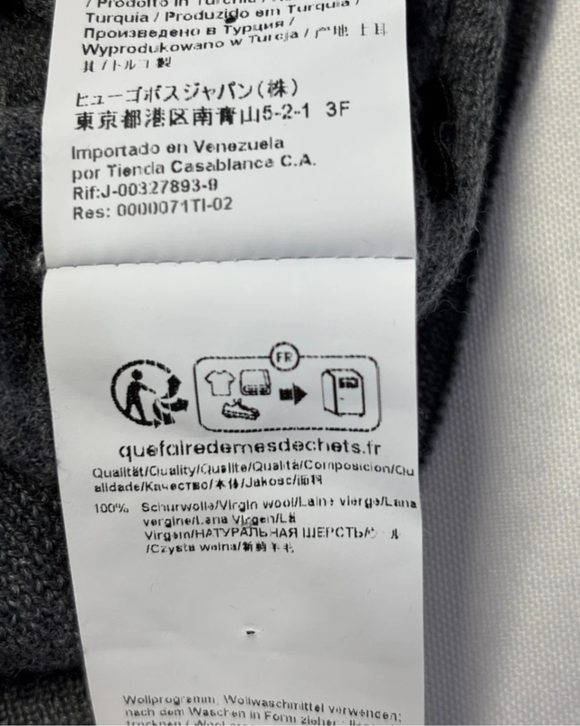 BOSS Grey Virgin Wool Crew Neck Sweater