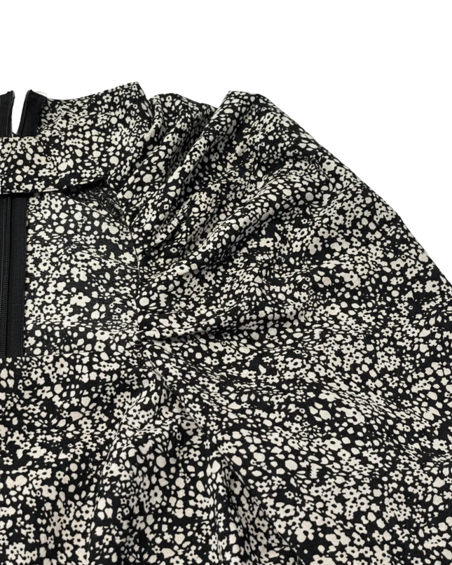 In The Style Black and White Floral Ruched Mini Dress