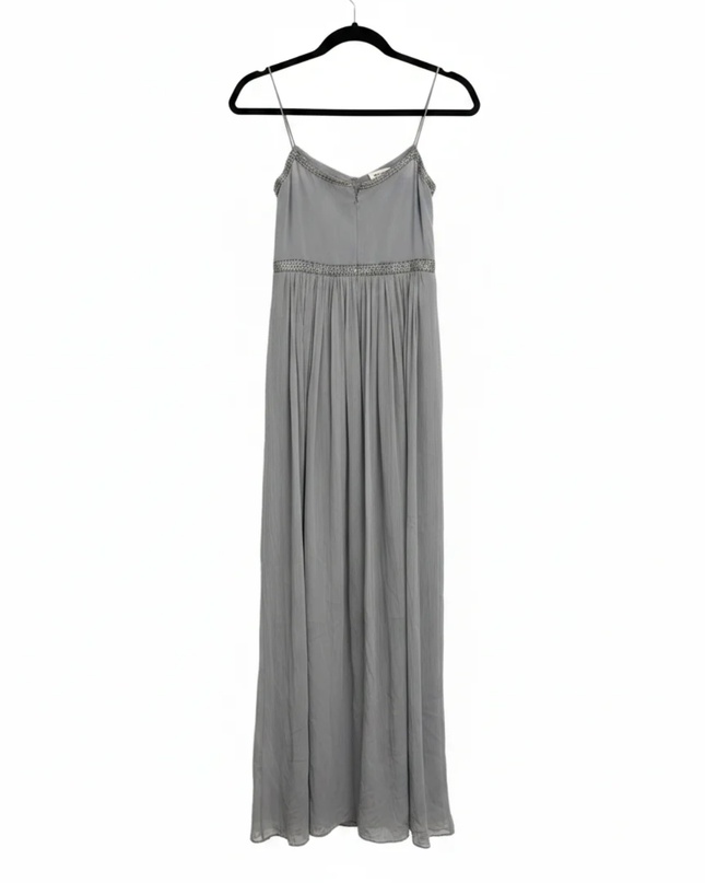 Adrianna Papell Gray Embellished Maxi Evening Dress