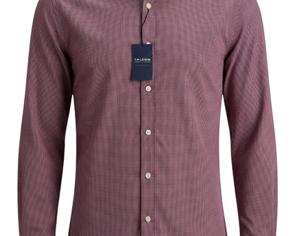 T.M. Lewin Burgundy Slim Fit Easy-Iron Cotton Dress Shirt W/TAG