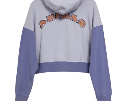 Adidas Purple Cropped Two-Tone Trefoil Logo Hoodie