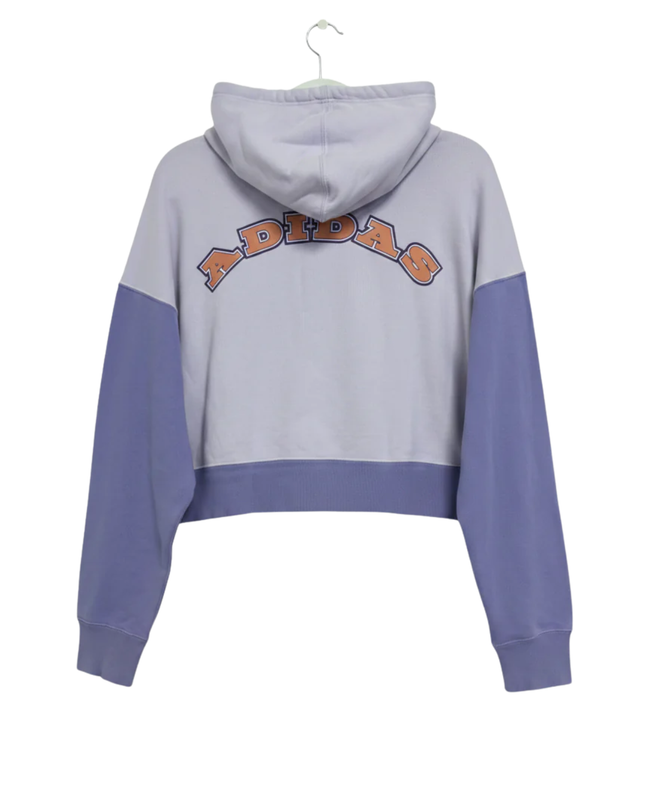 Adidas Purple Cropped Two-Tone Trefoil Logo Hoodie