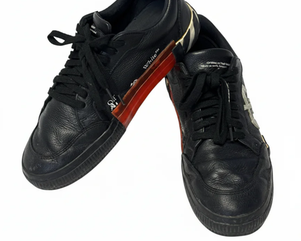 Off-White Black Low Vulcanized Leather Sneakers W/Box