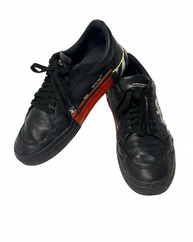 Off-White Black Low Vulcanized Leather Sneakers W/Box