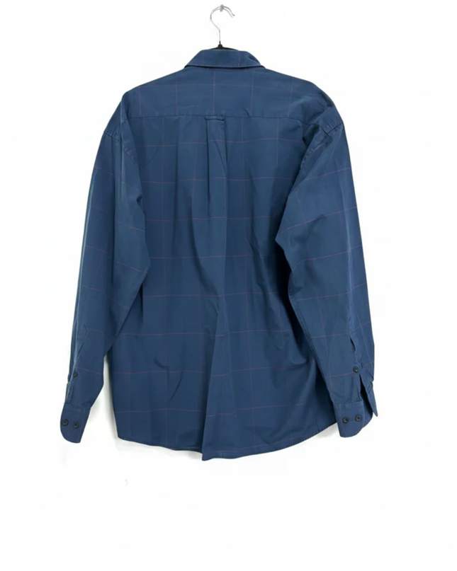Lacoste Blue Grid Pattern Long-Sleeve Shirt