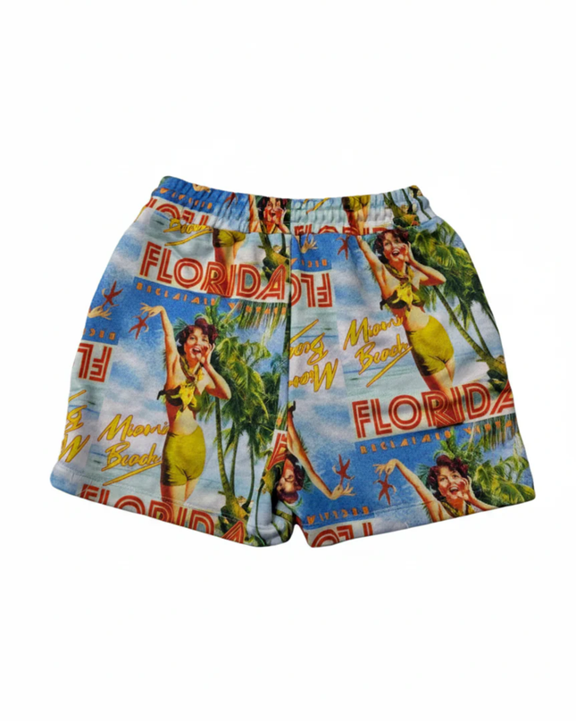 Reclaimed Vintage Multicolor Florida Retro Print Shorts