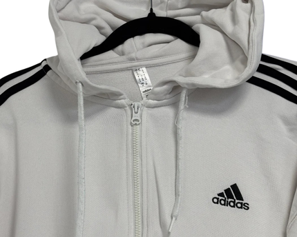 Adidas White 3-Stripes Zip-Up Hoodie