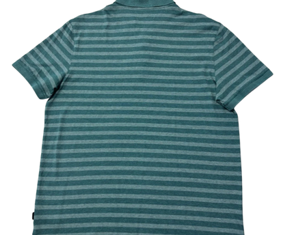 Calvin Klein Teal Striped Liquid Cotton Polo Shirt