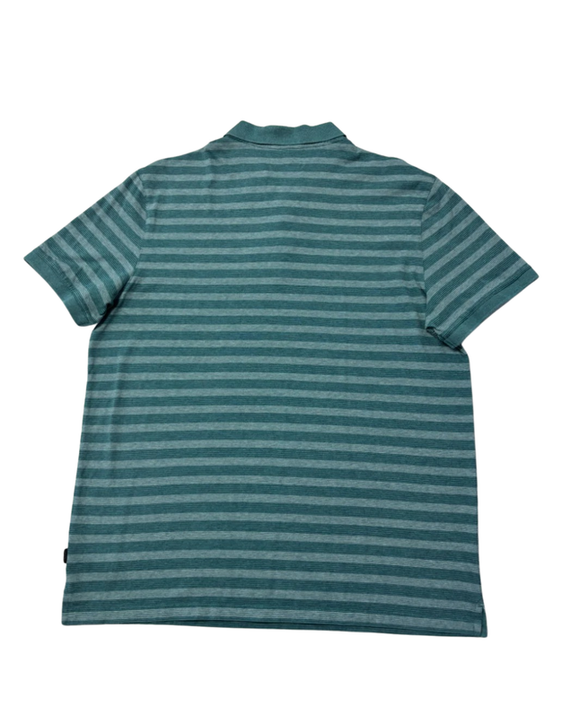 Calvin Klein Teal Striped Liquid Cotton Polo Shirt