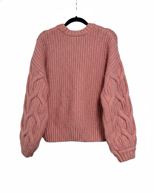 Jennyfer Pink Chunky Cable Knit Oversized Sweater