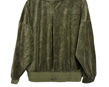 Adidas Olive Velour Three-Stripe Crewneck Sweatshirt W/Tags