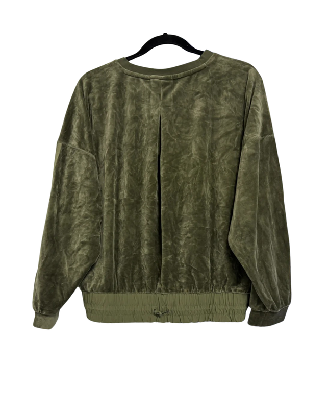 Adidas Olive Velour Three-Stripe Crewneck Sweatshirt W/Tags