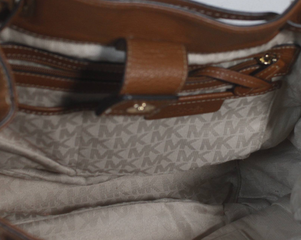 Michael Kors Beige Metallic Woven Drawstring Shoulder Bag