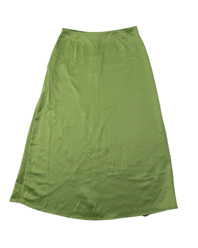 Vero Moda Bright Green Satin Midi Skirt with Lace Trim W/Tags
