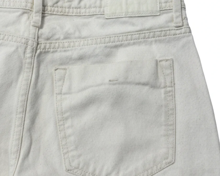 Zara White Straight Leg Frayed Hem Jeans