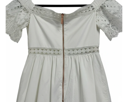 Ted Baker White Loulah Lace Trim Cotton Dress
