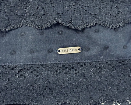 Hollister Navy Blue Tiered Eyelet Lace Mini Skirt