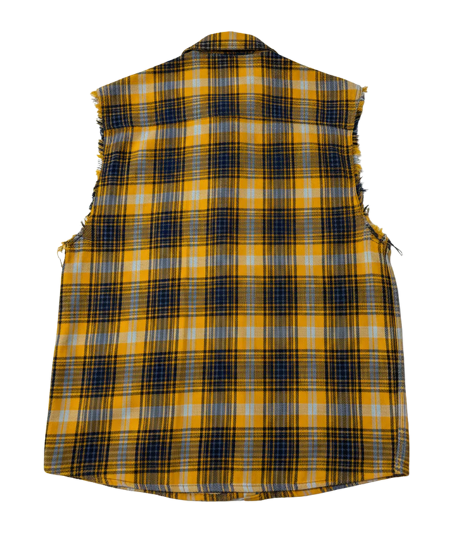 Zara Yellow Plaid Relaxed Fit Sleeveless Flannel Shirt