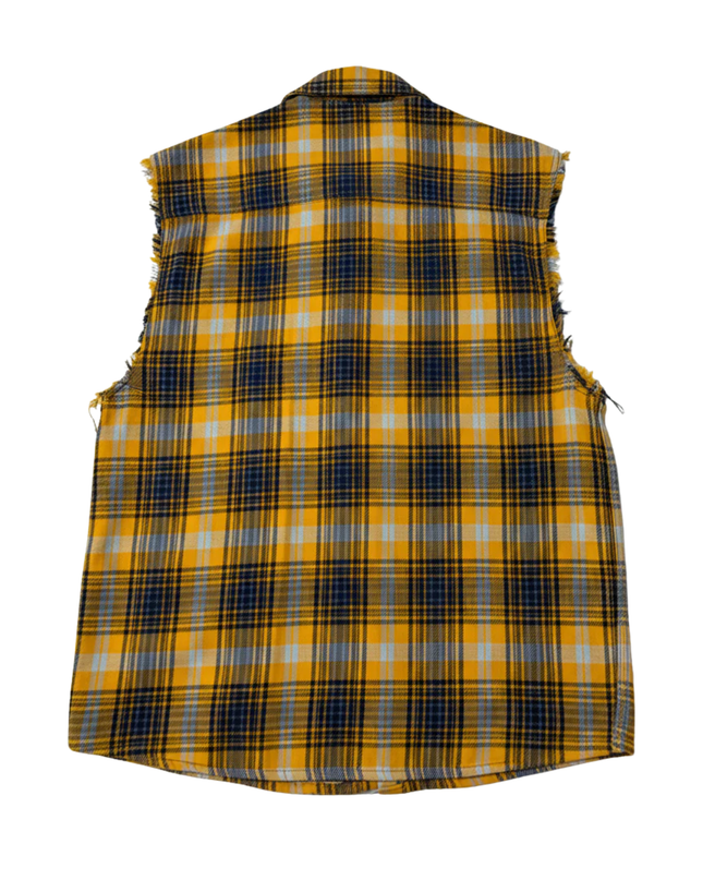 Zara Yellow Plaid Relaxed Fit Sleeveless Flannel Shirt