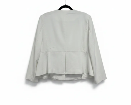Calvin Klein White Collarless Peplum Blazer