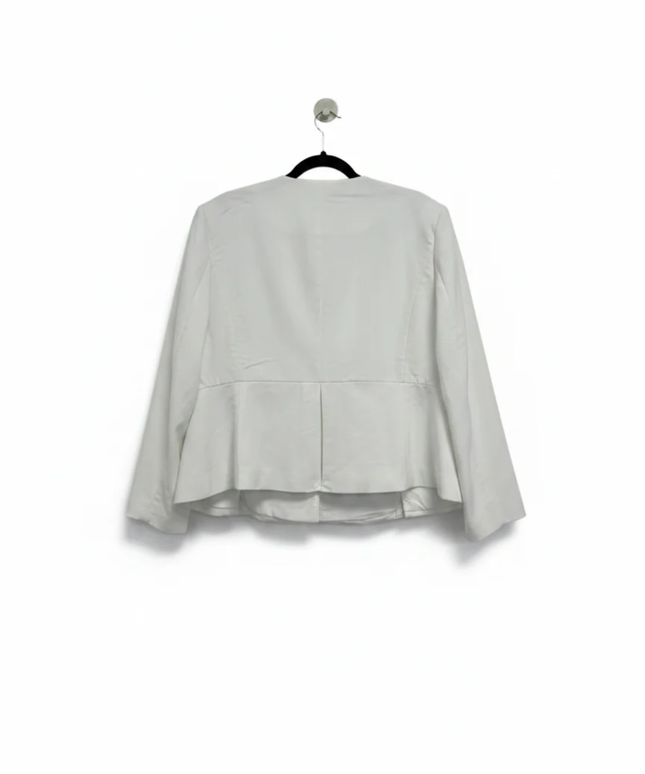 Calvin Klein White Collarless Peplum Blazer