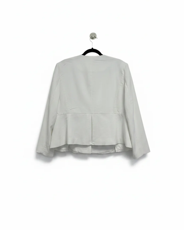 Calvin Klein White Collarless Peplum Blazer