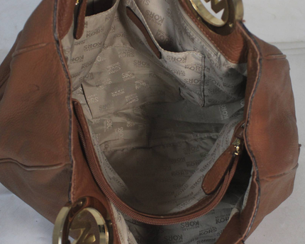 Michael Kors Brown Pebbled Leather Shoulder Bag