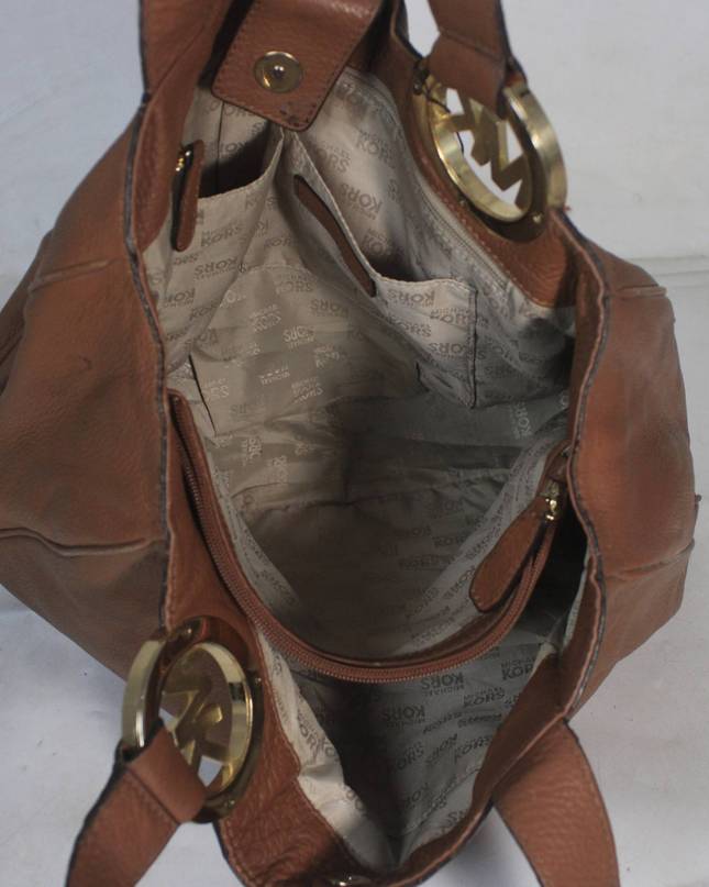 Michael Kors Brown Pebbled Leather Shoulder Bag