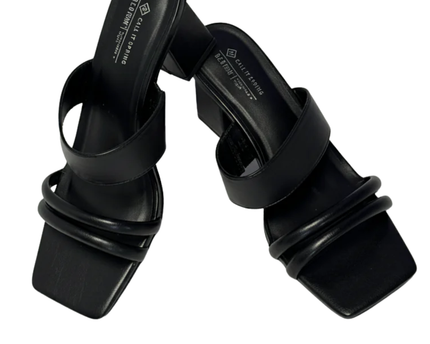 Call It Spring Black Block Heel Strappy Sandals