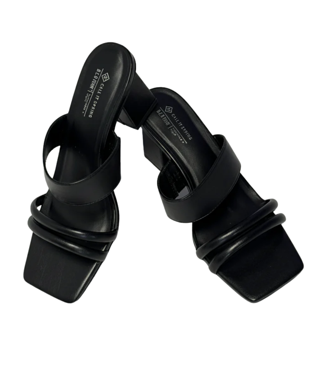 Call It Spring Black Block Heel Strappy Sandals