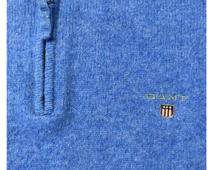GANT Blue Quarter-Zip Lambswool Sweater