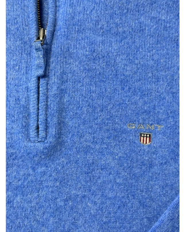GANT Blue Quarter-Zip Lambswool Sweater