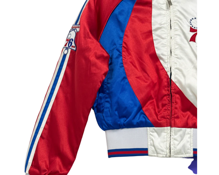 G-III Sports Philadelphia 76ers Red, White, Blue Satin Bomber Jacket